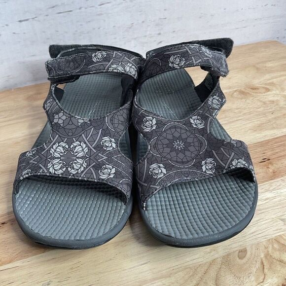 Easy Spirit Yogala Womans Floral Gray Slip on Sandals Size 11 - Picture 2 of 11